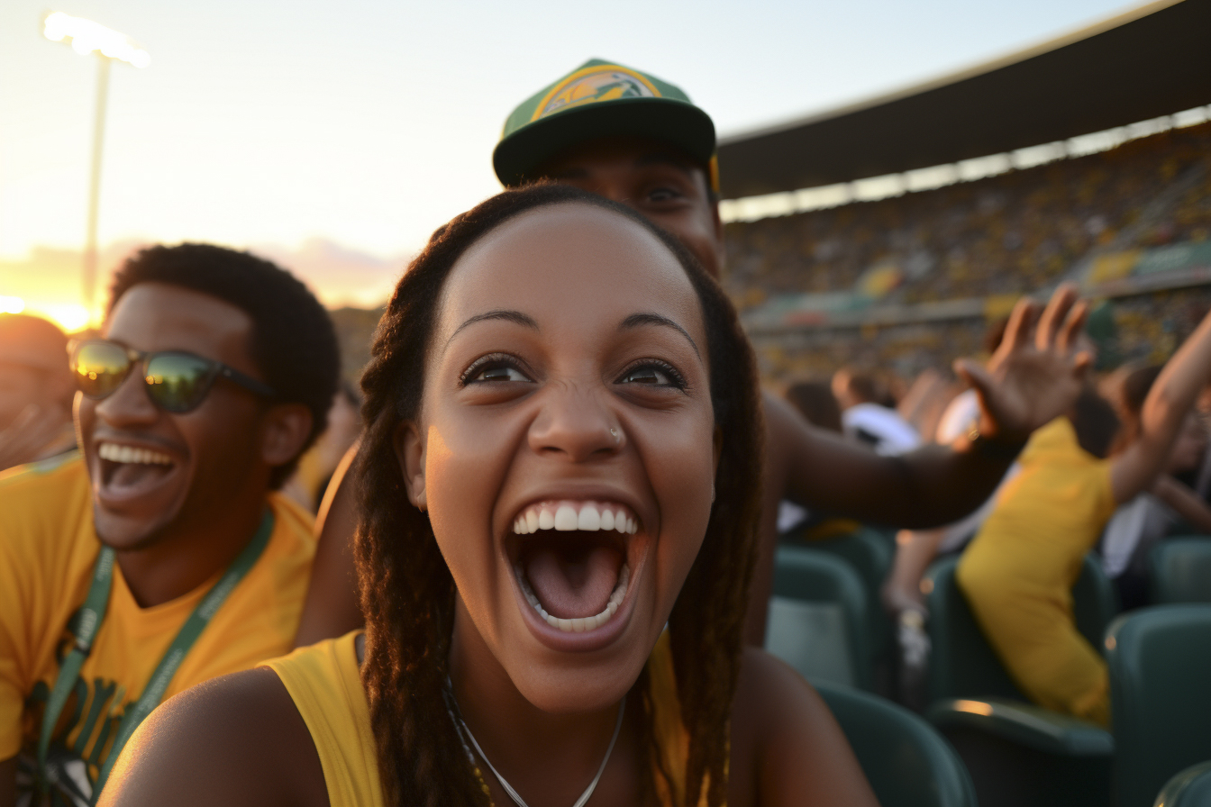 portrait soccer game fan enjoying match