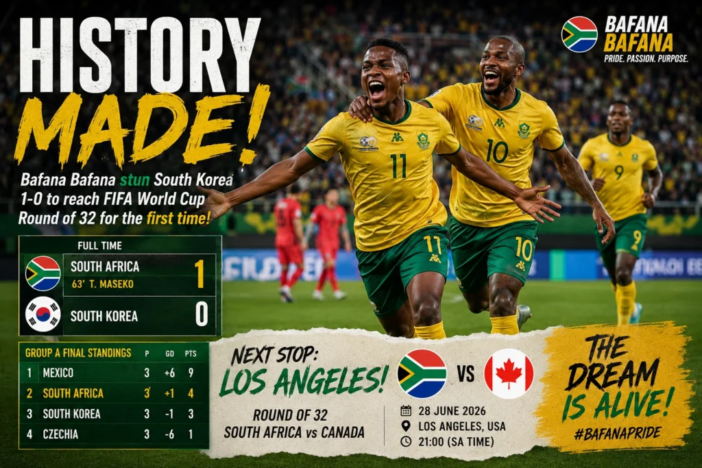 bafana bafana beats South Korea image webp Bafana World Cup 2026