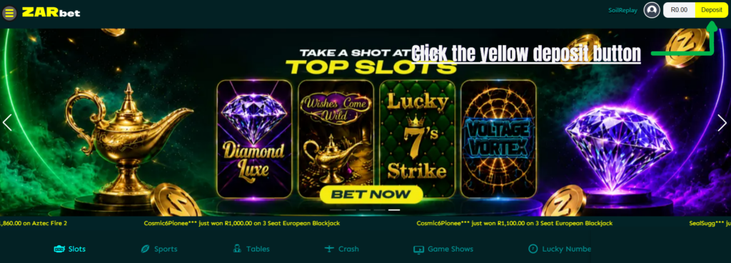 ZARbet welcome bonus instruction screenshot Zarbet Welcome Bonus code instructions - step 1