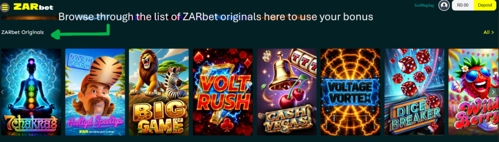 Zarbet Original games screenshot for welcome bonus Zarbet Original games screenshot for welcome bonus